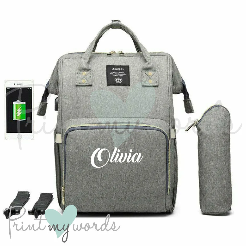 Personalised Multiway USB Baby Changing Bag Maternity Backpack Rucksack