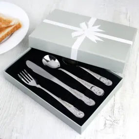 Personalised Teddy 4 Piece Embossed Cutlery Set