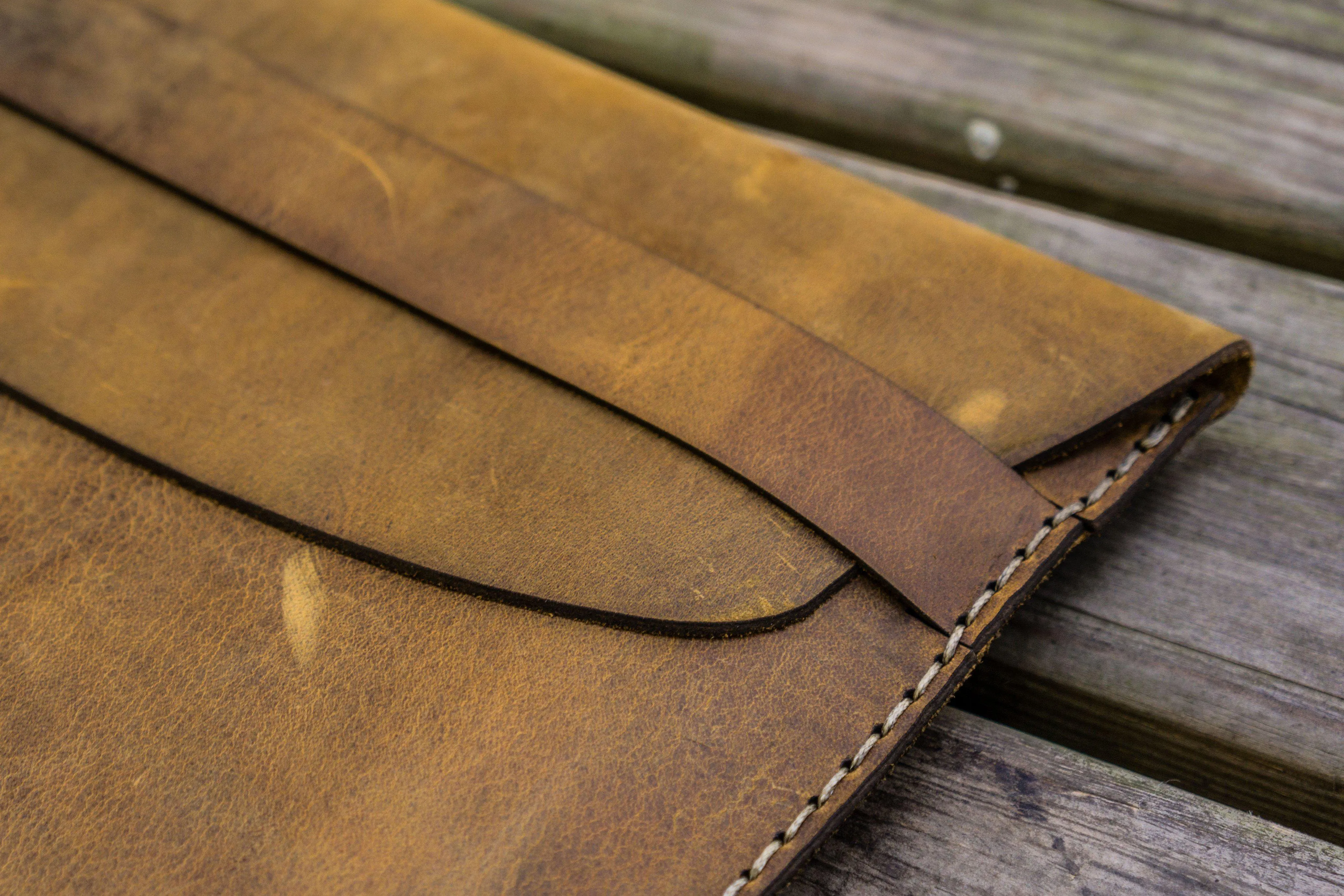 Personalized Leather MacBook Sleeves - Crazy Horse Brown