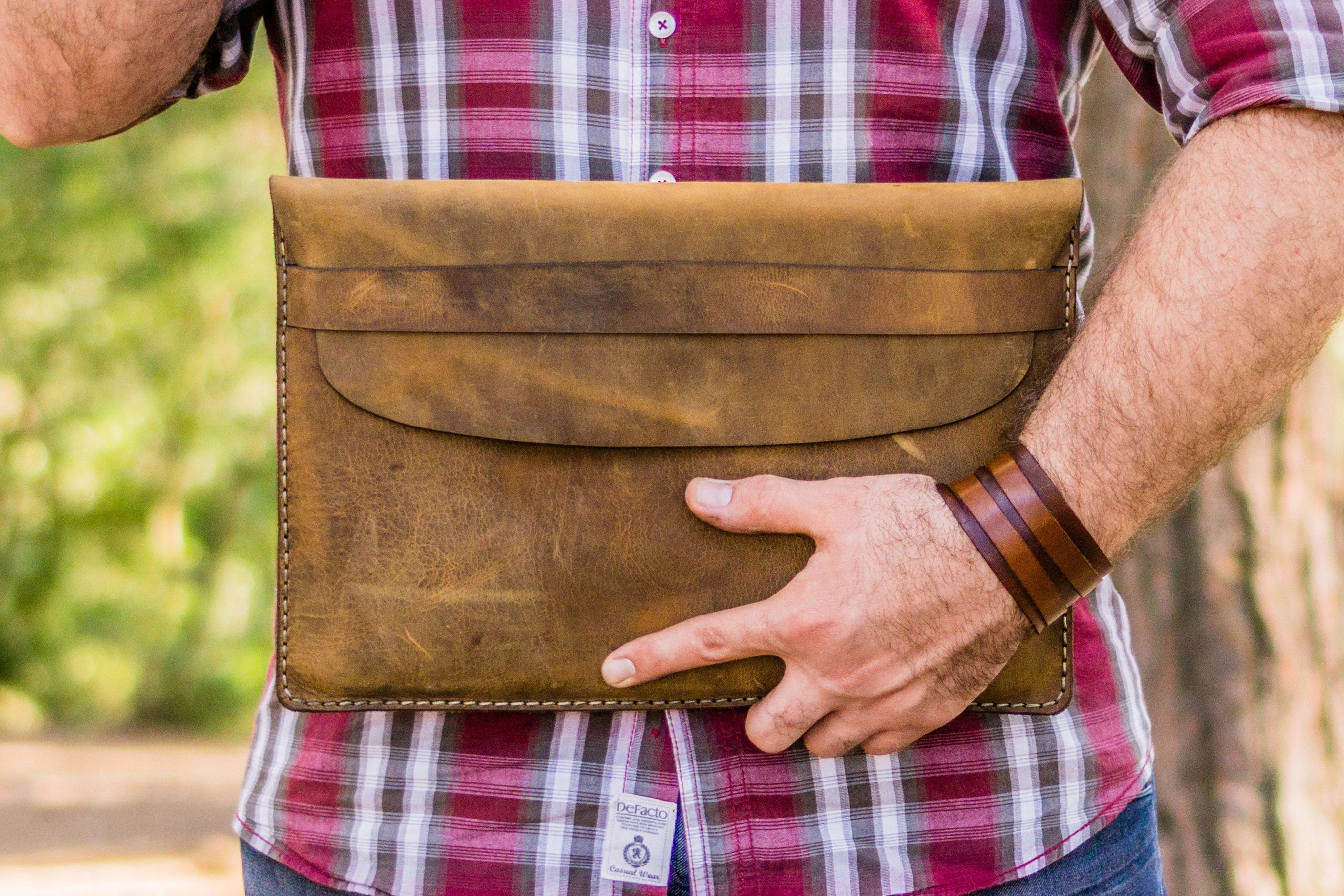 Personalized Leather MacBook Sleeves - Crazy Horse Brown