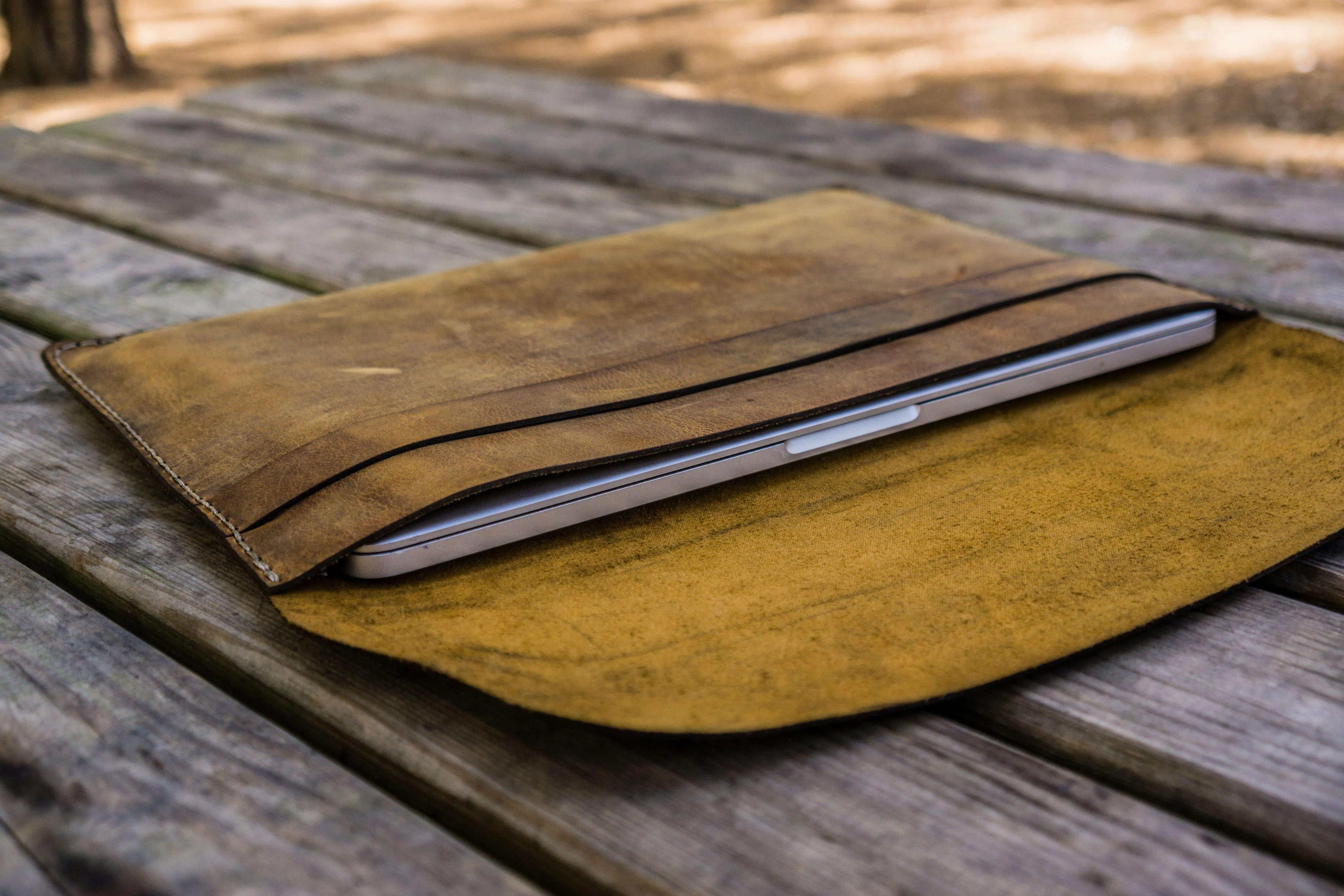 Personalized Leather MacBook Sleeves - Crazy Horse Brown