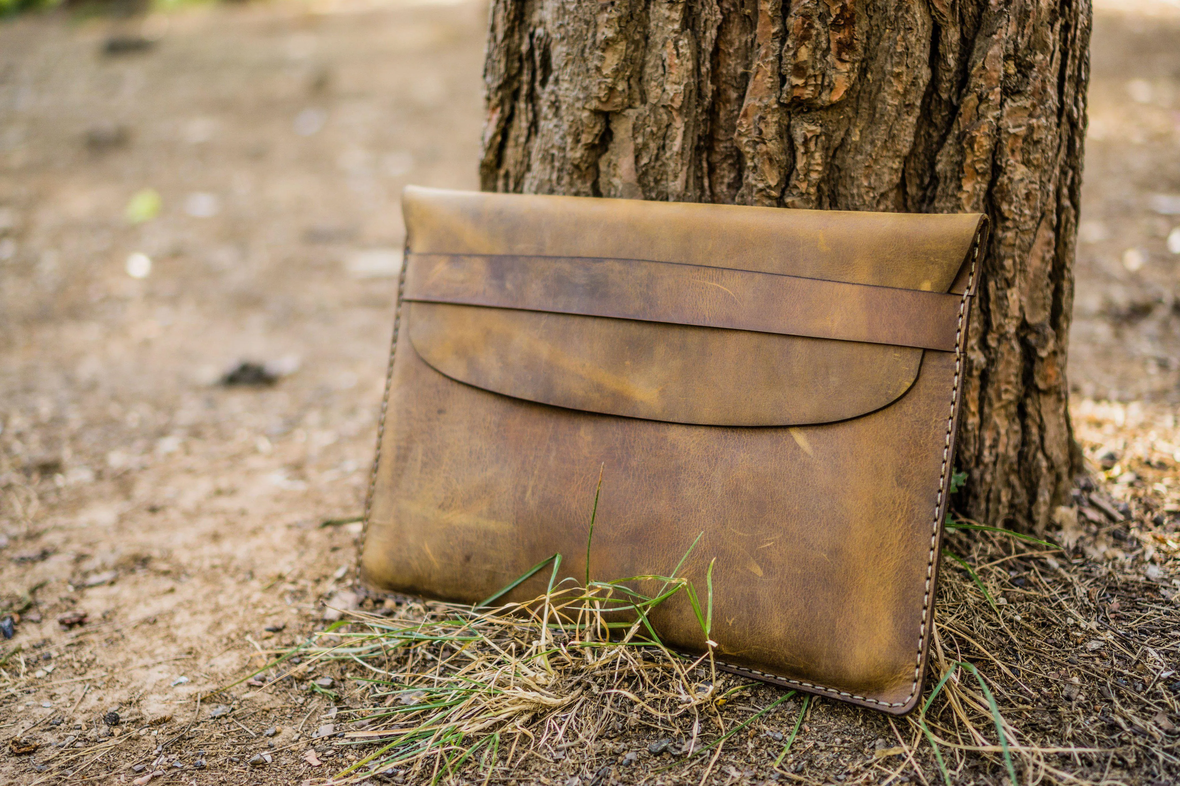 Personalized Leather MacBook Sleeves - Crazy Horse Brown