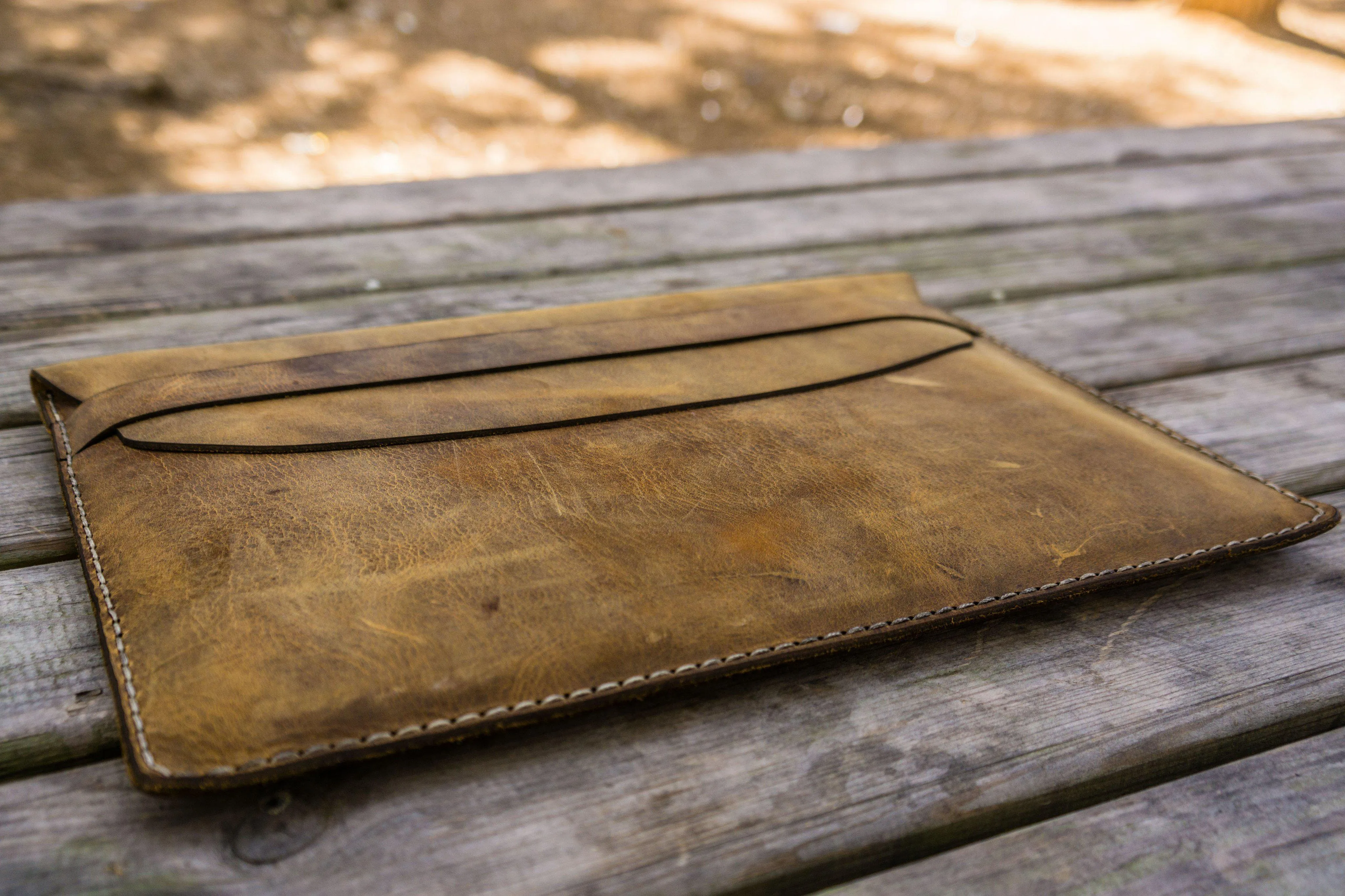 Personalized Leather MacBook Sleeves - Crazy Horse Brown