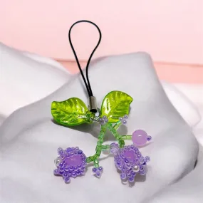 Phone charm | purple beaded flower