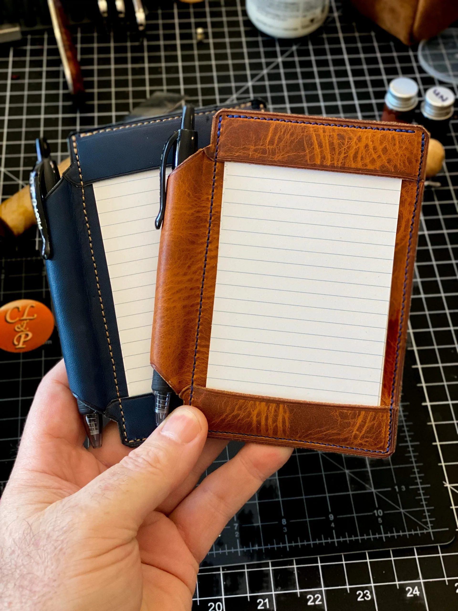 Pocket Jotter Index Card Holder in Horween Leather | Handmade to Order