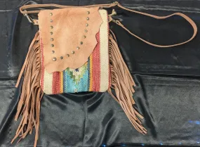 "Olay" Leather Messenger Purse w/ Fringe