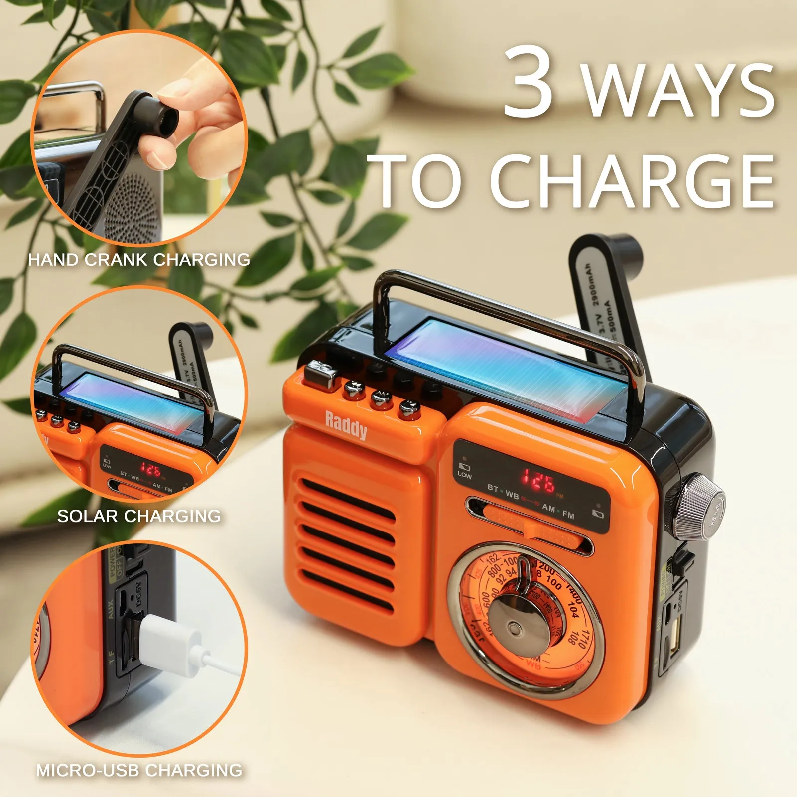 Raddy RW3 Emergency Radio | Hand Crank  | Solar | AM/FM/NOAA | Bluetooth [DISCONTINUED]