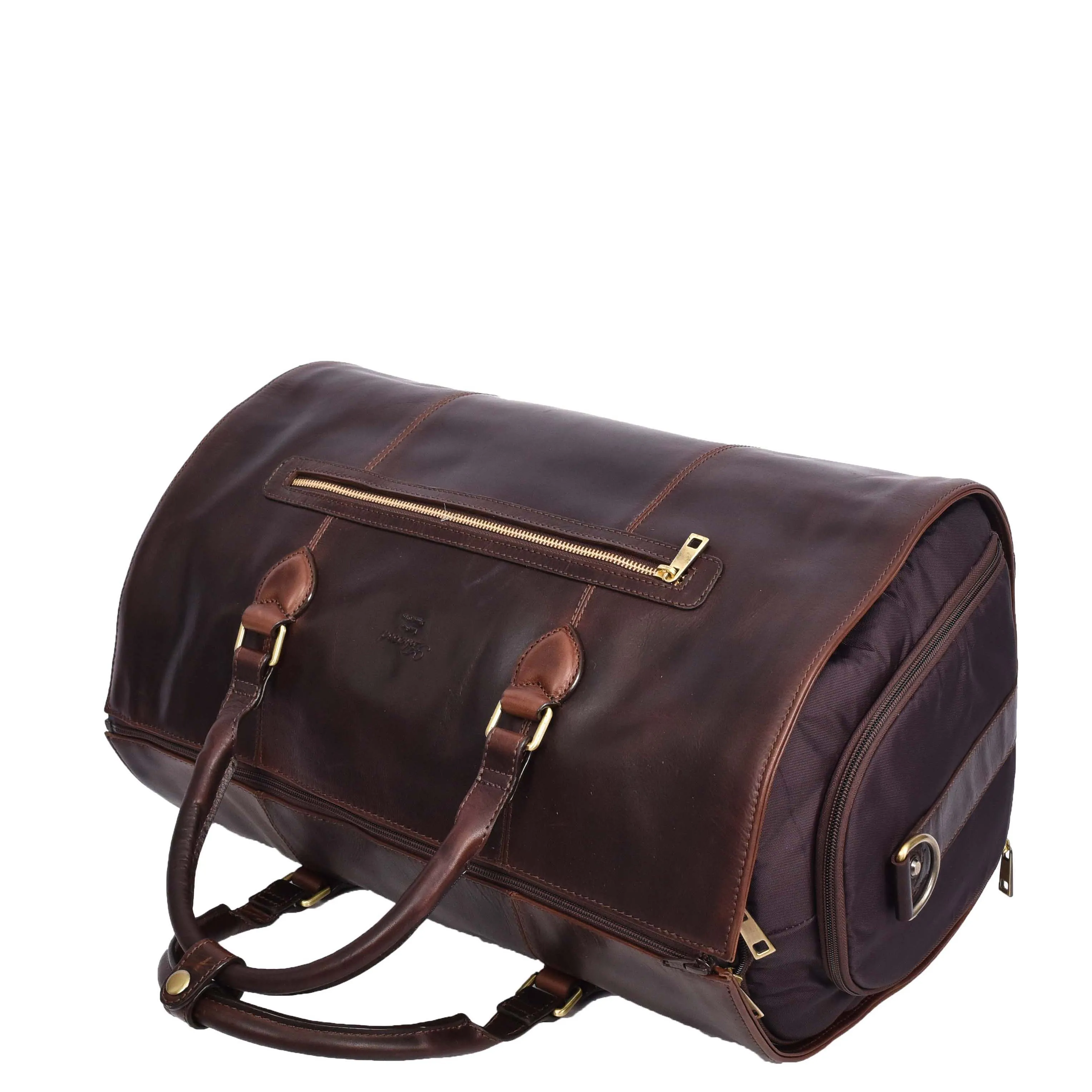 Real Leather Garment Suit Carrier 2-in-1 Holdall Duffel Travel Bag Ludlow Brown