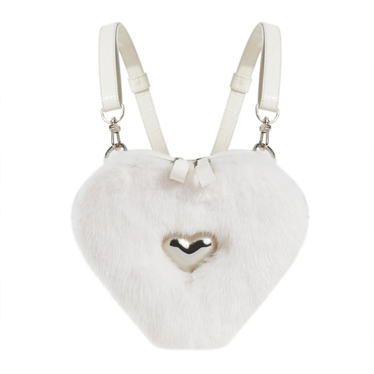 Real Mink Fur Heart Bag Purse