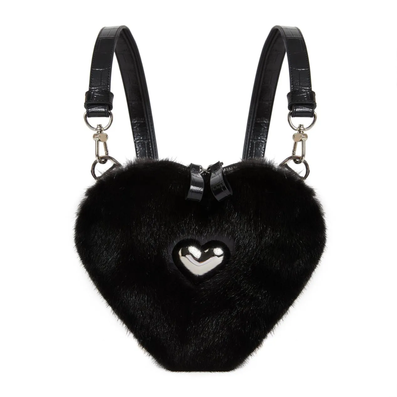 Real Mink Fur Heart Bag Purse