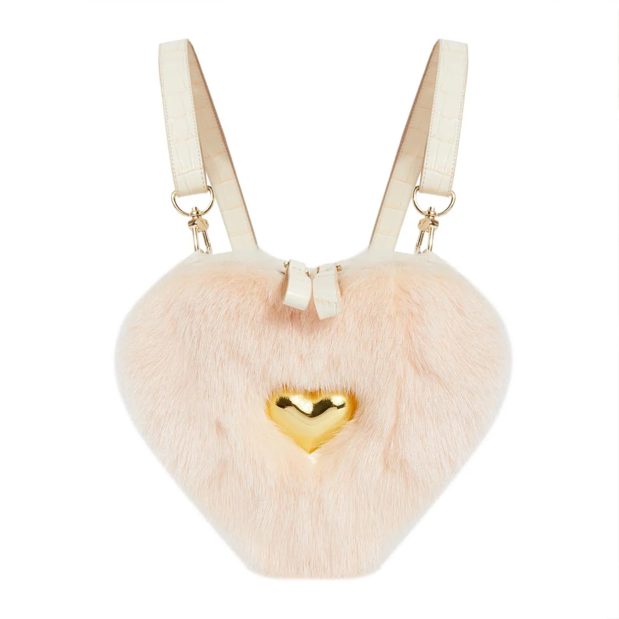 Real Mink Fur Heart Bag Purse