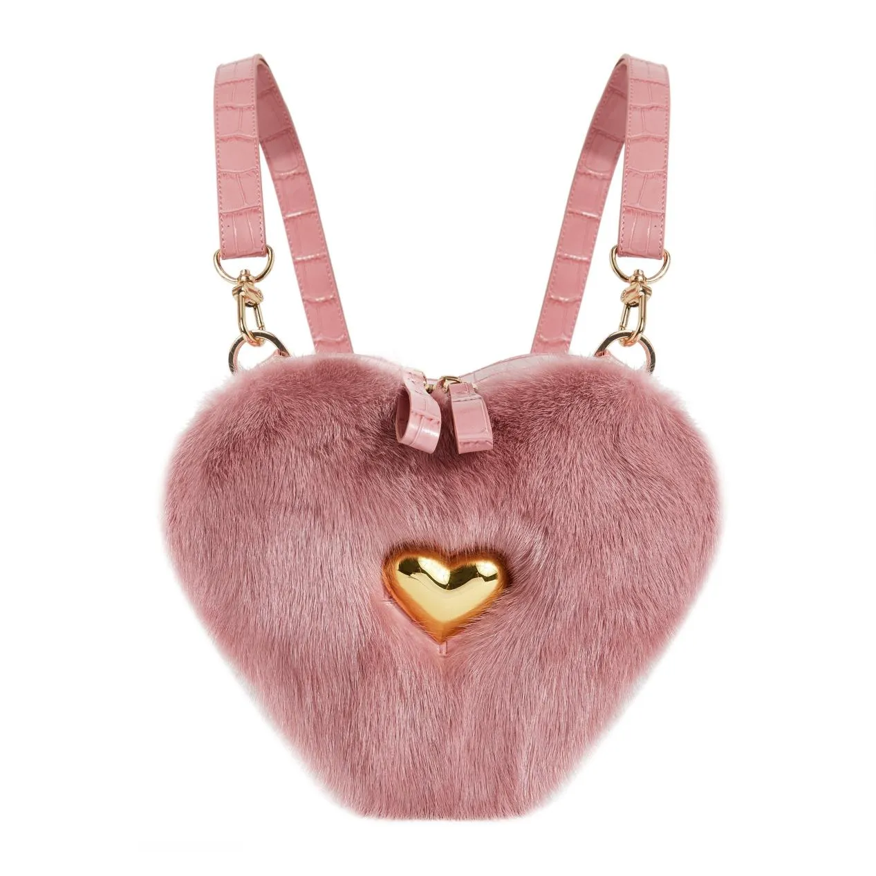 Real Mink Fur Heart Bag Purse