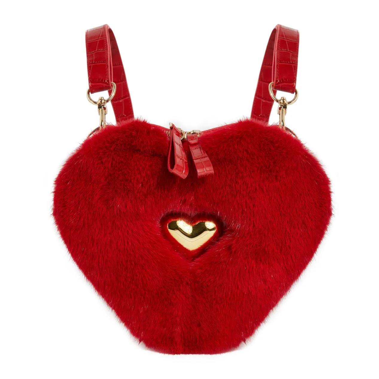 Real Mink Fur Heart Bag Purse