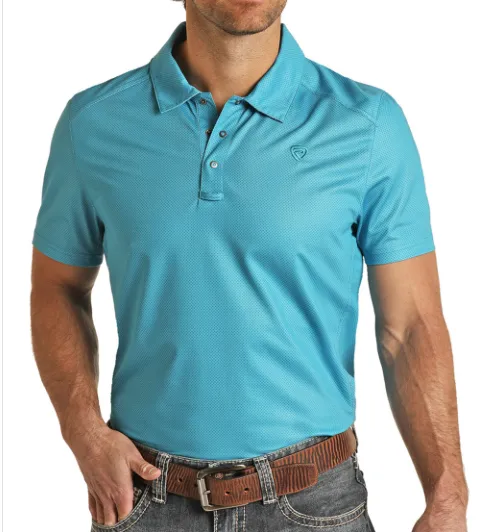 RRMT51R11k - Rock&Roll Denim Men's Polo- Bright Turquoise