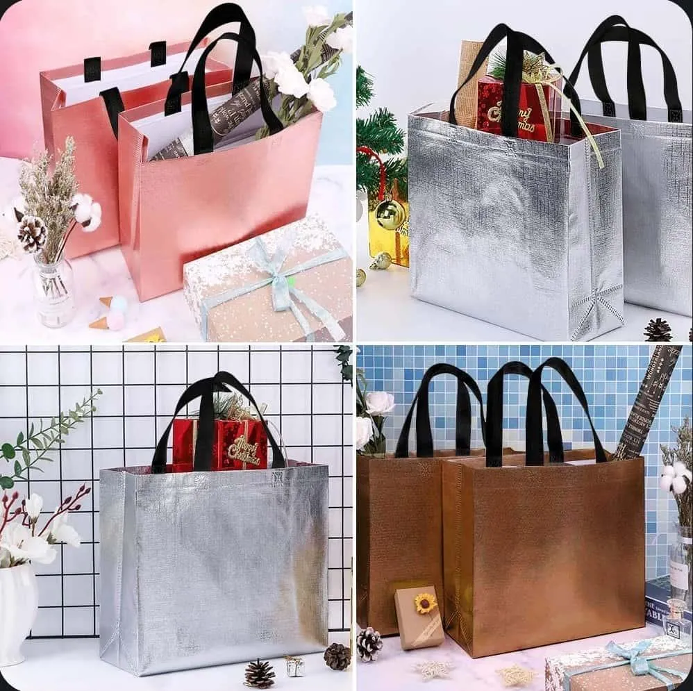 Shopping Bag | Carry Bag for Return Gifts | Non-Woven Gift Bags | Tote Bags (Pack of 10 Pcs) | 15" Inch Large