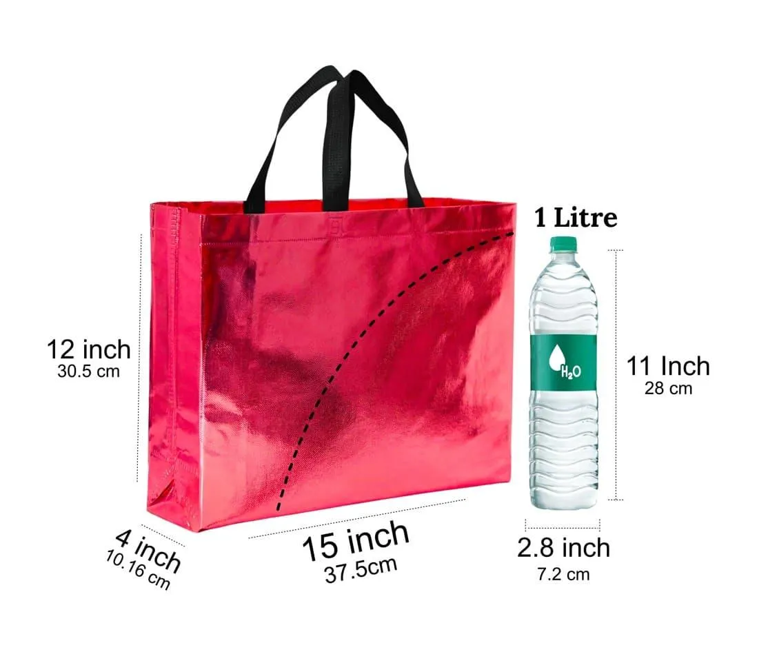 Shopping Bag | Carry Bag for Return Gifts | Non-Woven Gift Bags | Tote Bags (Pack of 10 Pcs) | 15" Inch Large