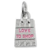 Shopping Bag - Pink Paint Charm In 14K White Gold