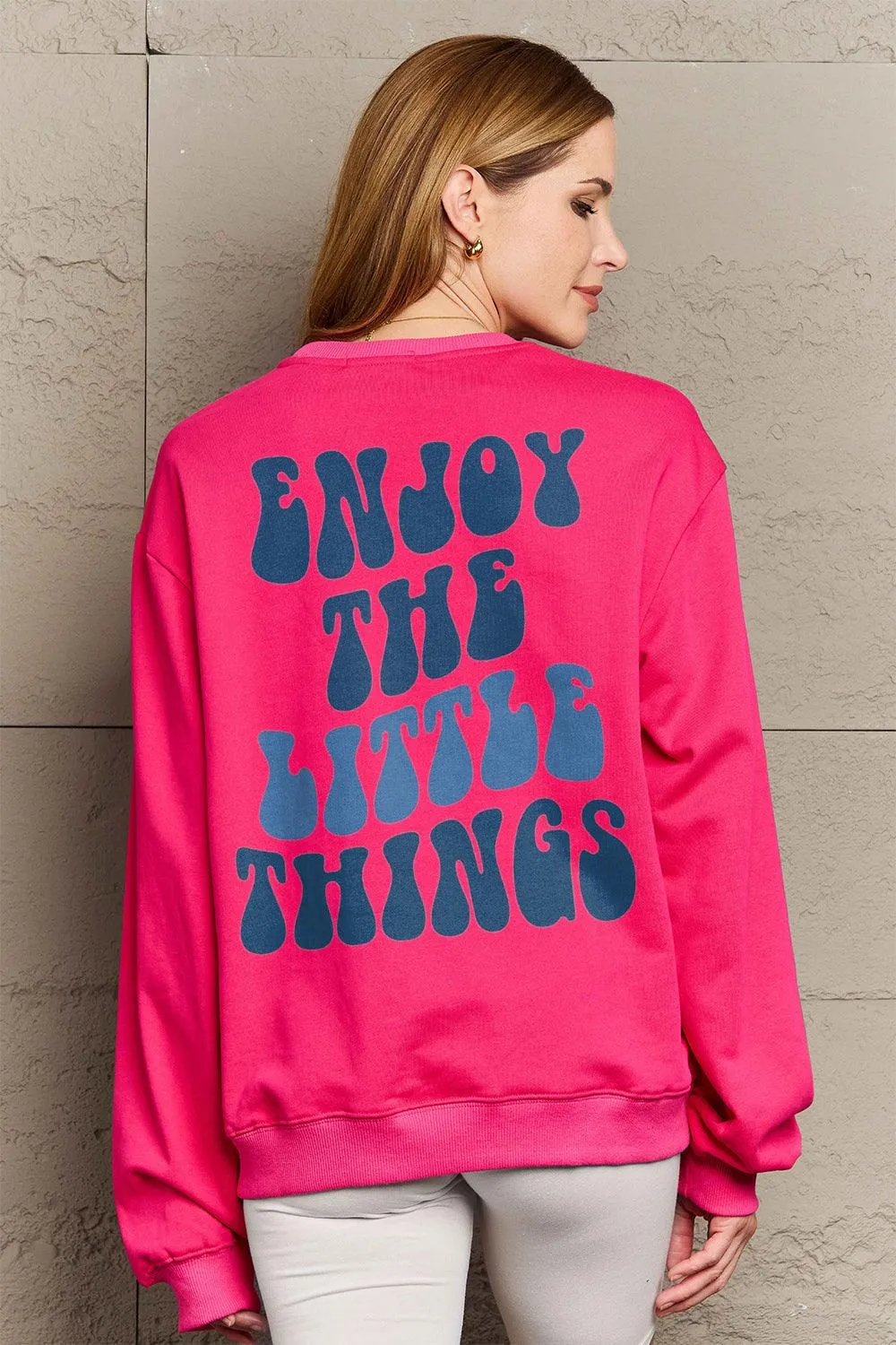 Simply Love Full Size ENJOY THE LITTLE THINGS Round Neck Sweatshirt