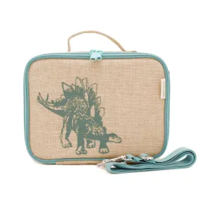 soyoung raw linen lunch box - green stegosaurus