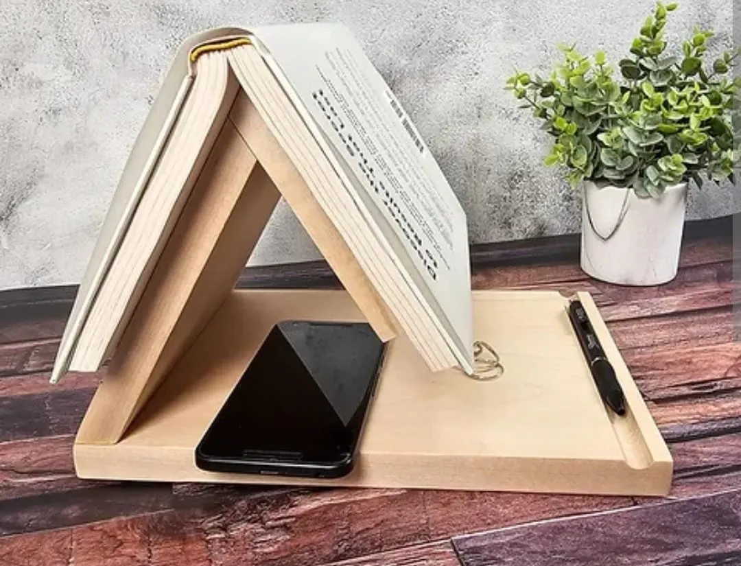 Stylish Triangular Wooden Book Holder For Study Table/Office Table By Miza