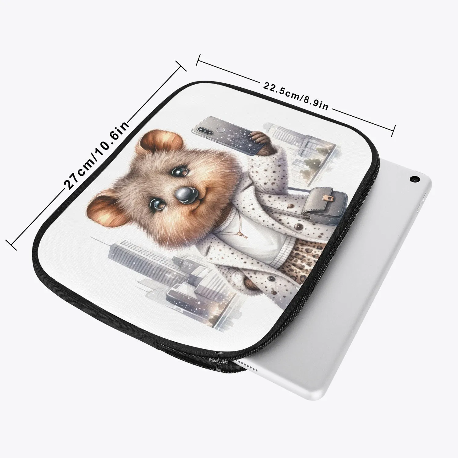 Tablet Sleeve - Australian Animals - Quokka - Travelling