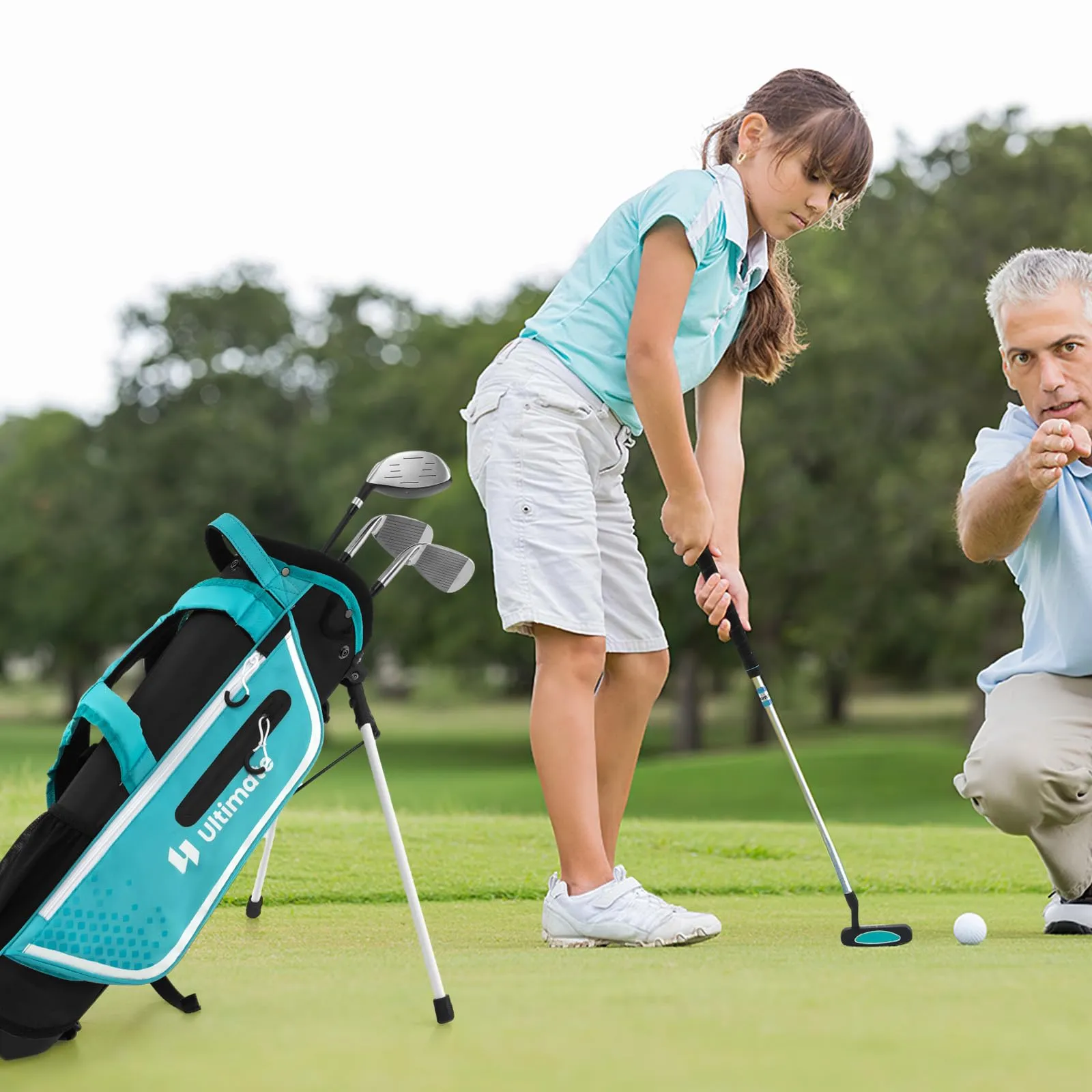 Tangkula Kids Golf Club Set Right Hand, Junior Complete Golf Club Set with 300CC #1 Driver & #7/#S Irons & Putter