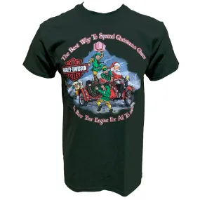 Teddy Morse's Daytona Harley-Davidson Men's Santa's Christmas Ride Out Short Sleeve Shirt, Dark Green