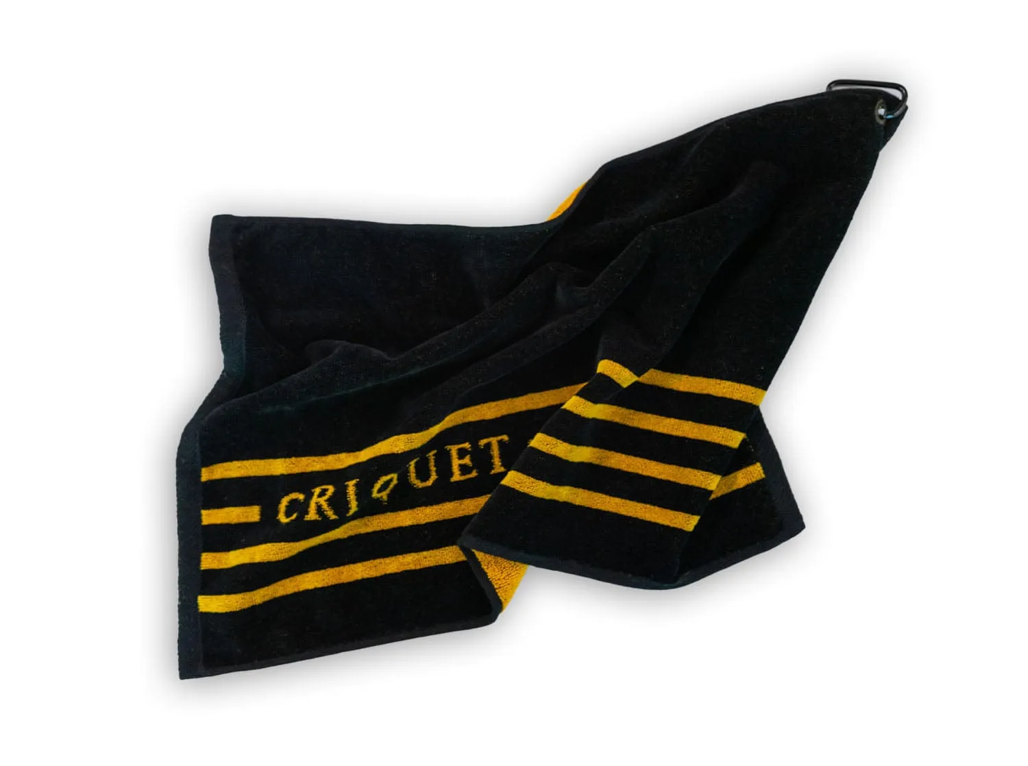 Terry Jacquard Golf Towel - Criquet Stripe - Black/Gold