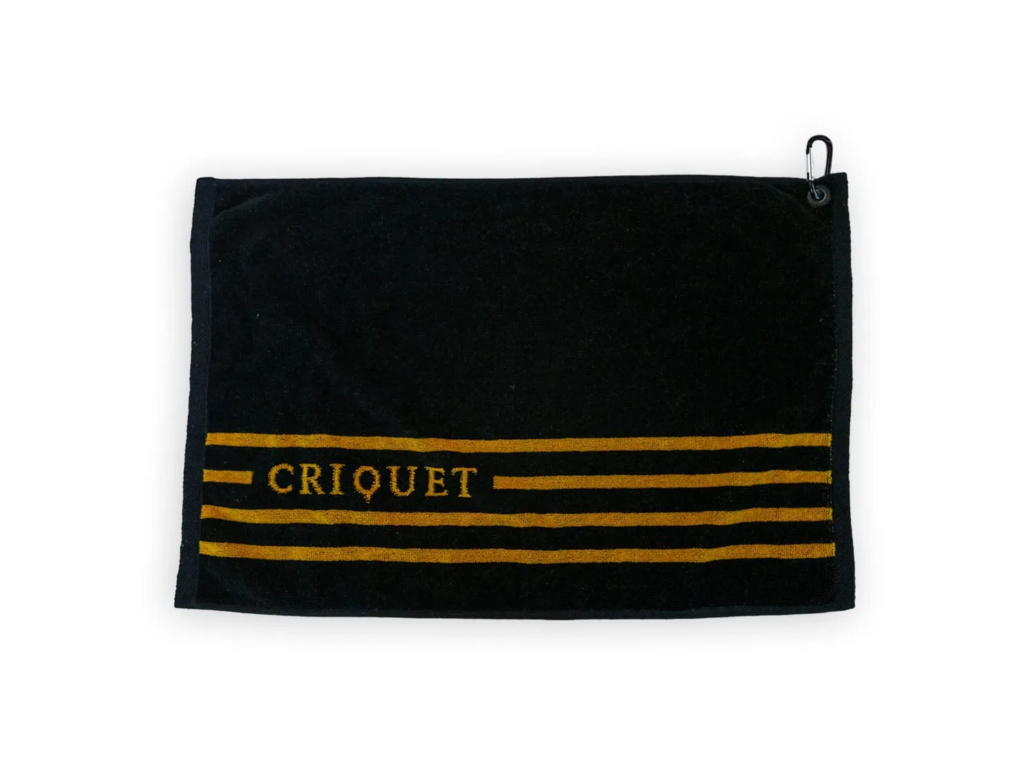 Terry Jacquard Golf Towel - Criquet Stripe - Black/Gold