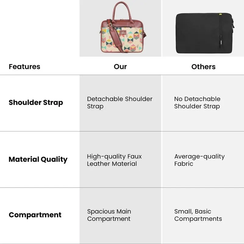 The Clownfish Deborah series 15.6 inch Laptop Bag For Women Printed Handicraft Fabric & Faux Leather Office Bag Briefcase Messenger Sling Handbag Business Bag (Multicolour)