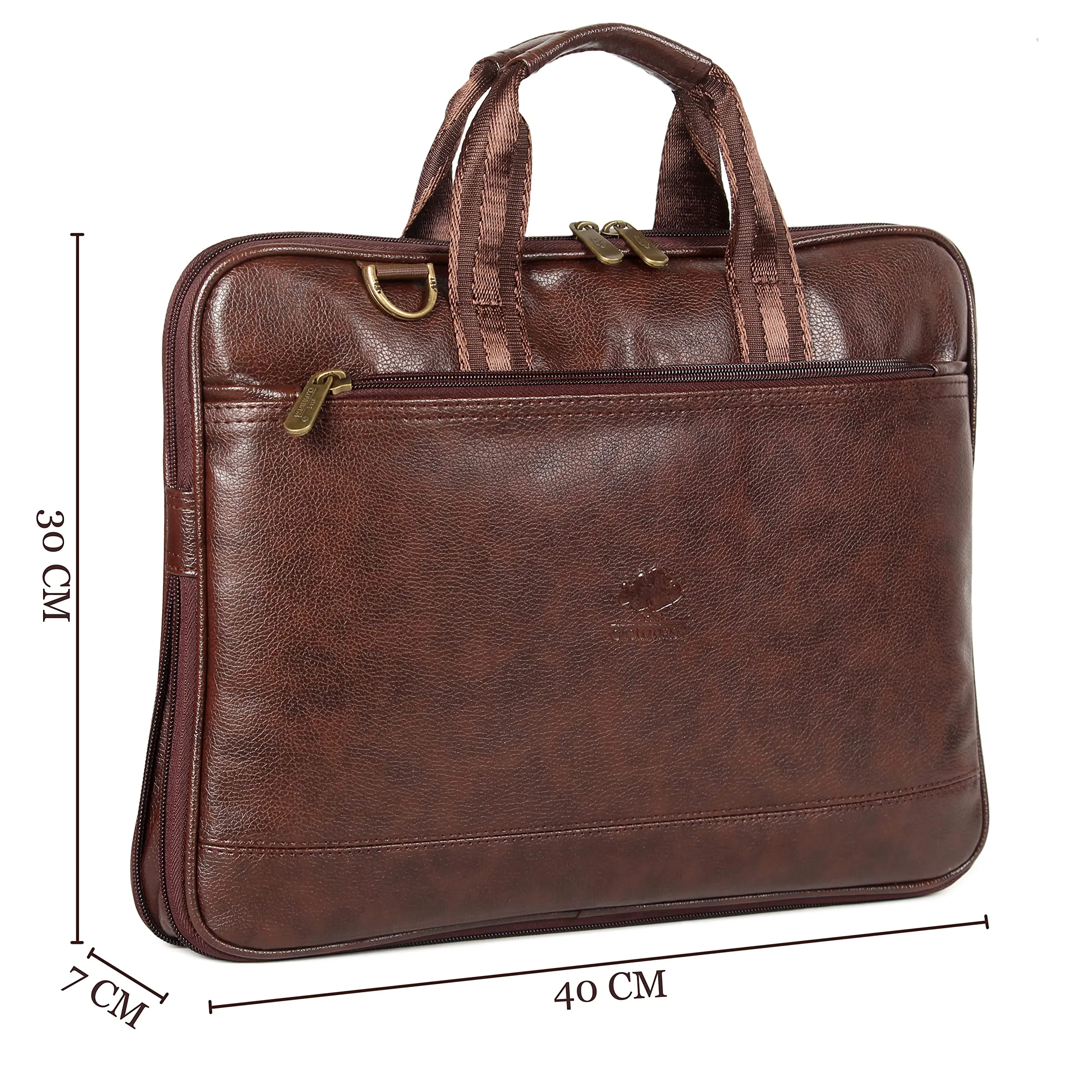 THE CLOWNFISH Vegan Leather 10 Ltrs Unisex 14 inch Formal Laptop Briefcase (Dark Brown)