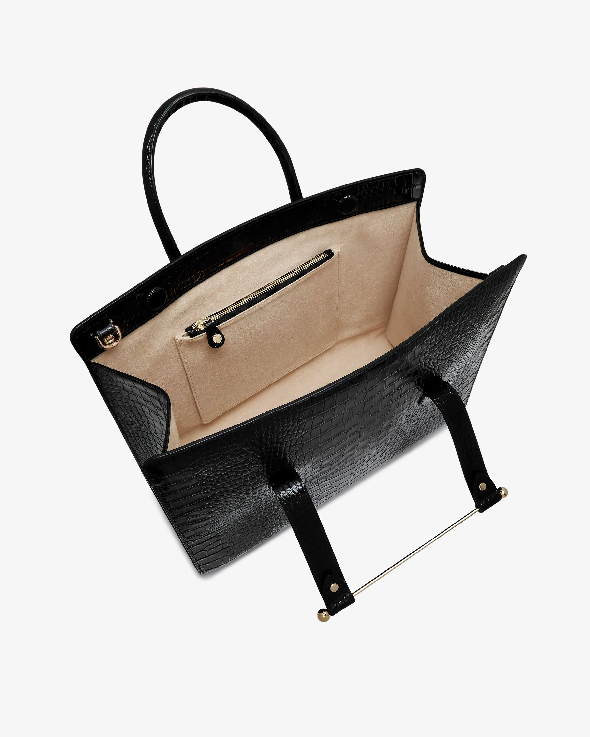 The Strathberry Tote - Croc-Embossed Leather Black