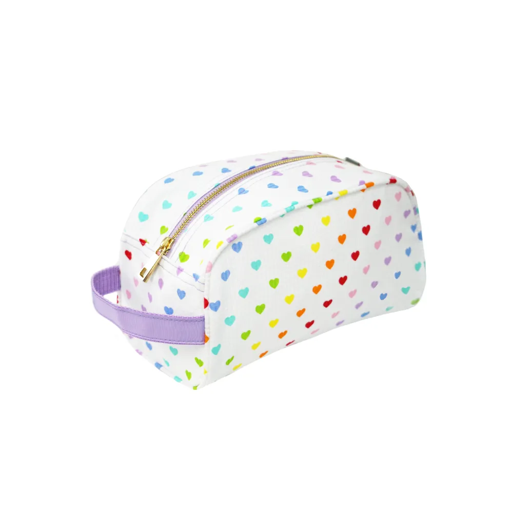 Tiny Hearts Seersucker Traveler Toiletry Bag