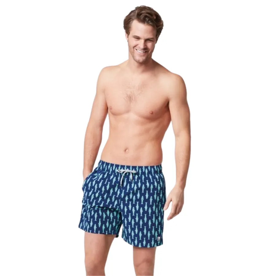 Tom & Teddy Sardines Mens Swim Shorts SARIG - Ink Blue/ Green