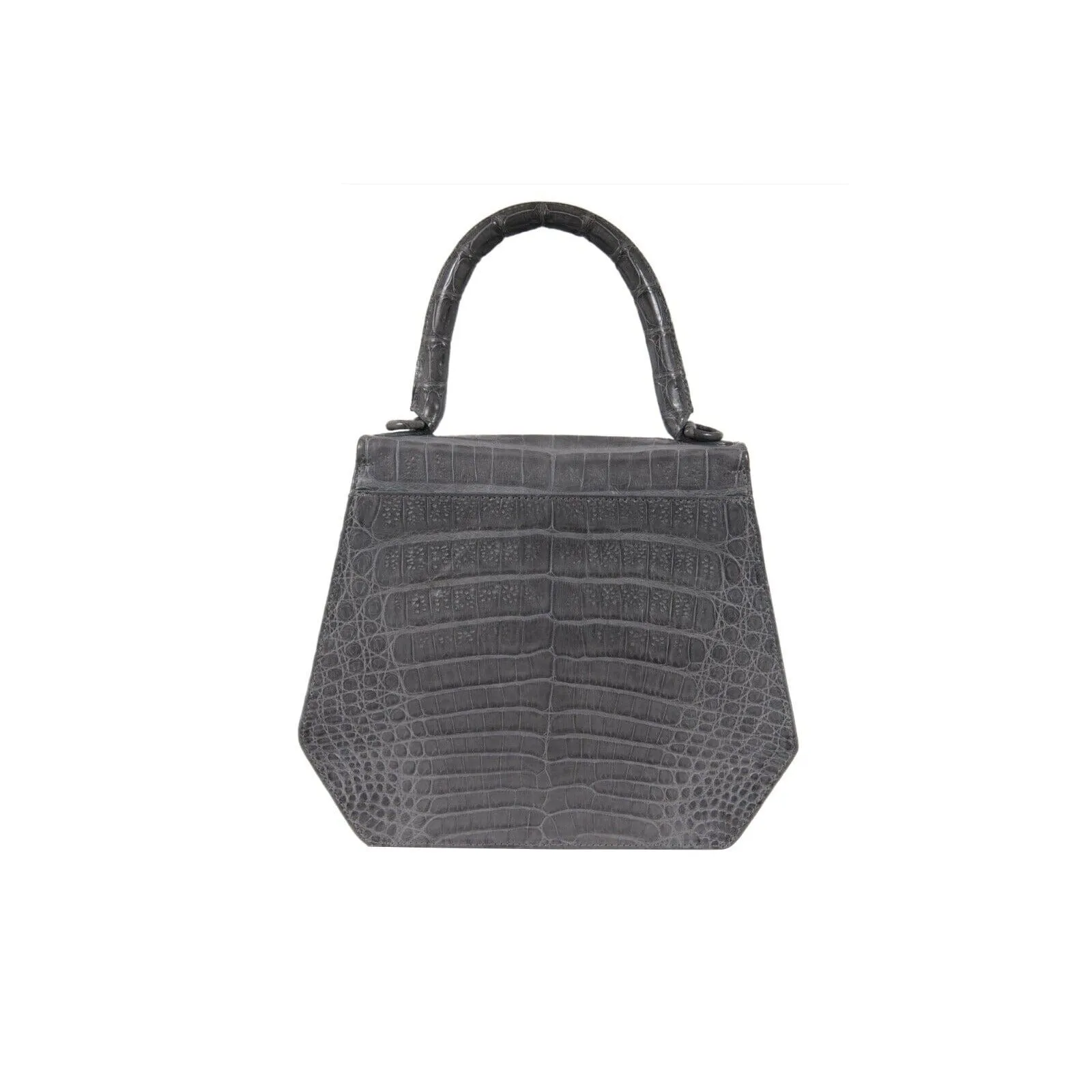 Top Handle Grey Crocodile Crossbody Bag Leather Mini Small