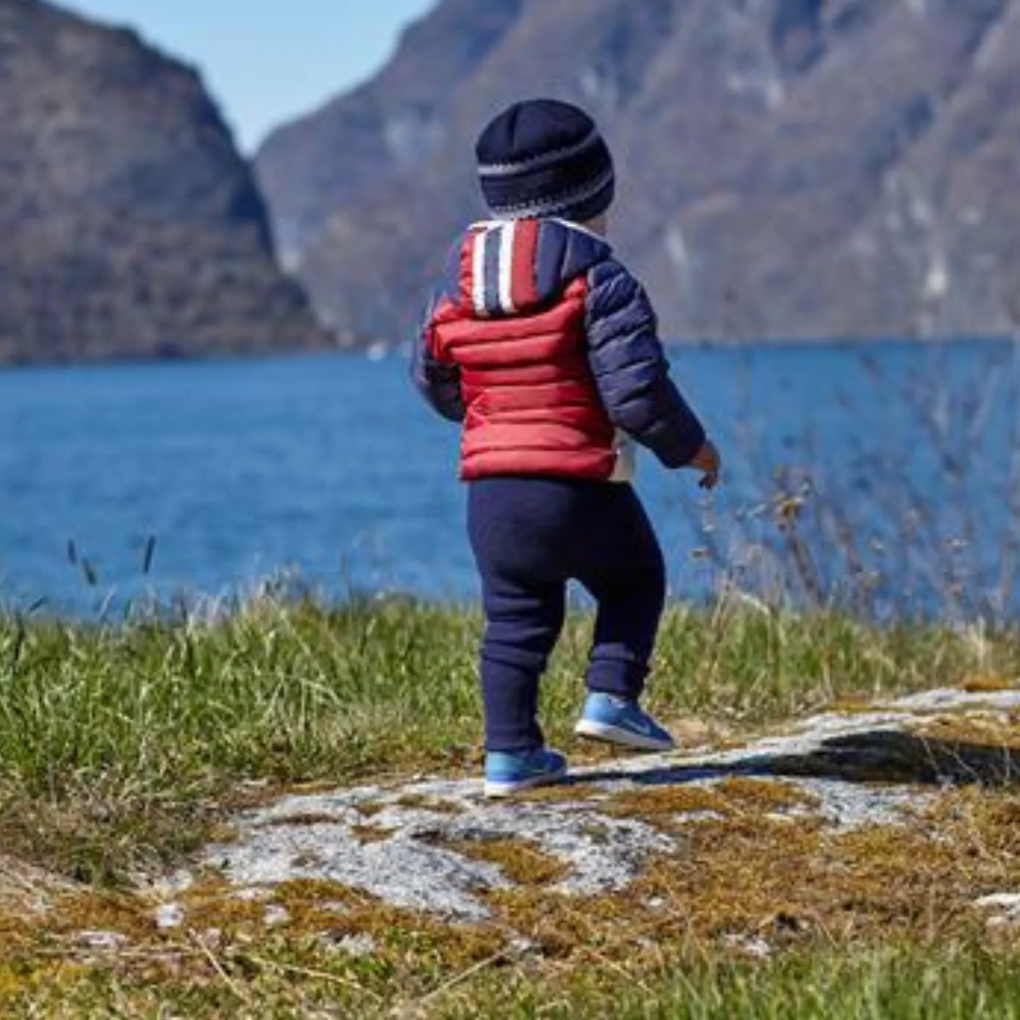 Ultra Light Down Jacket - Childrens - Unisex - Red, Blue, & White