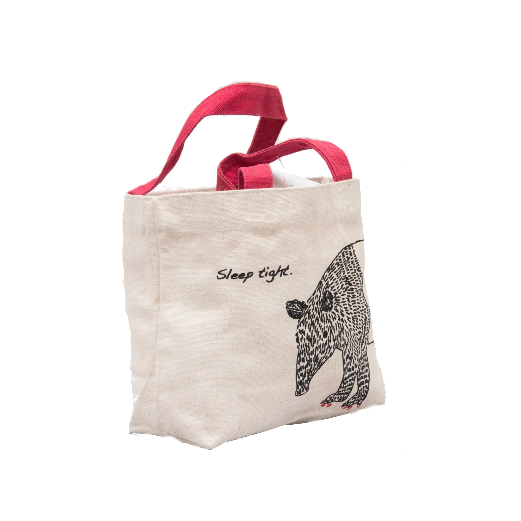 Unisex Canvas Tote Bag in Off-White with Pink Handle