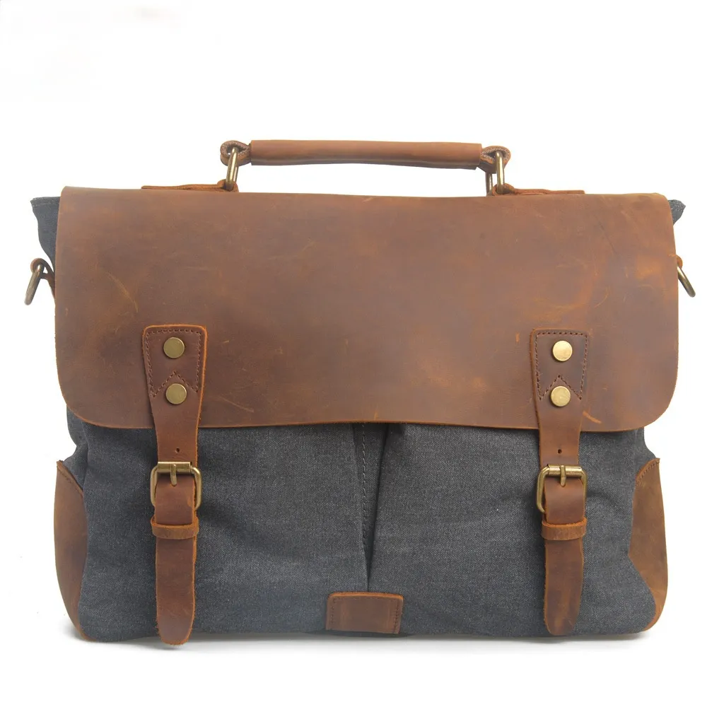 Vintage Messenger Bag Shoulder Bag Breifcase Handbag Leather Bag for Men Travel