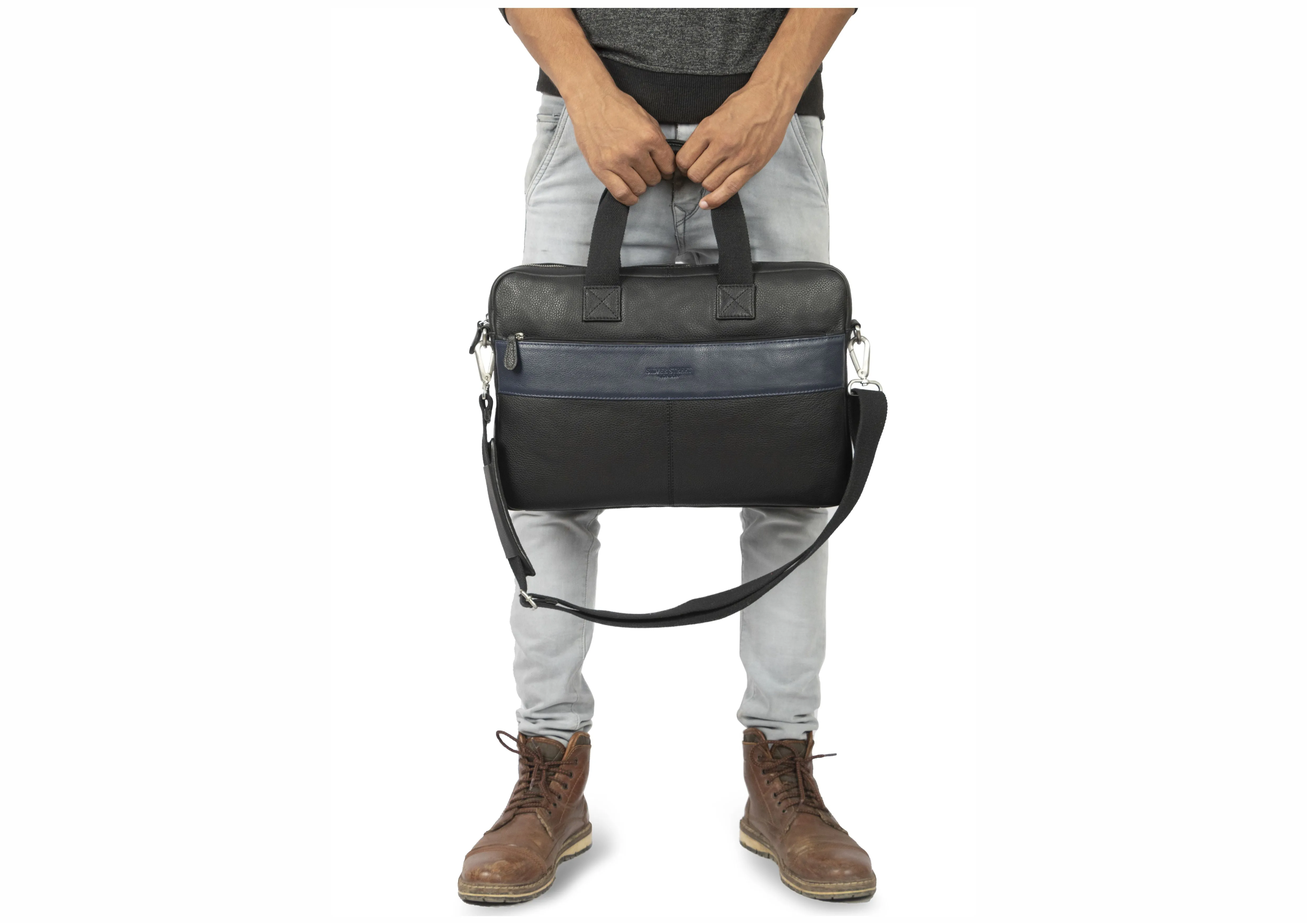 Walter Leather Laptop Bag - Black