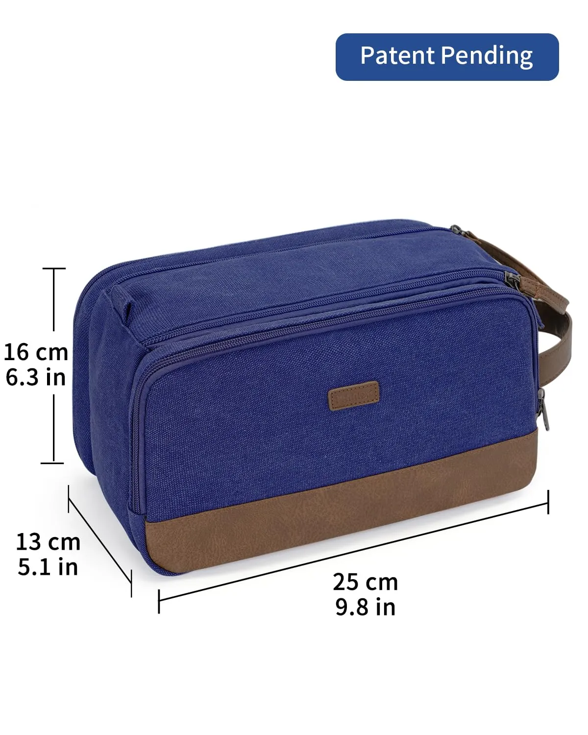 WANDF Canvas Toiletry Bag with Leather Handle for Travel