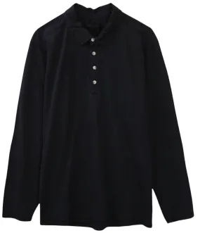 Washed Vintage Polo Long Sleeve - Black