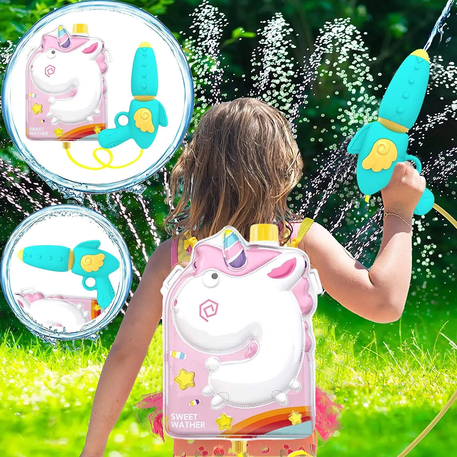 Water Blaster Toy with Backpack-Unicorn