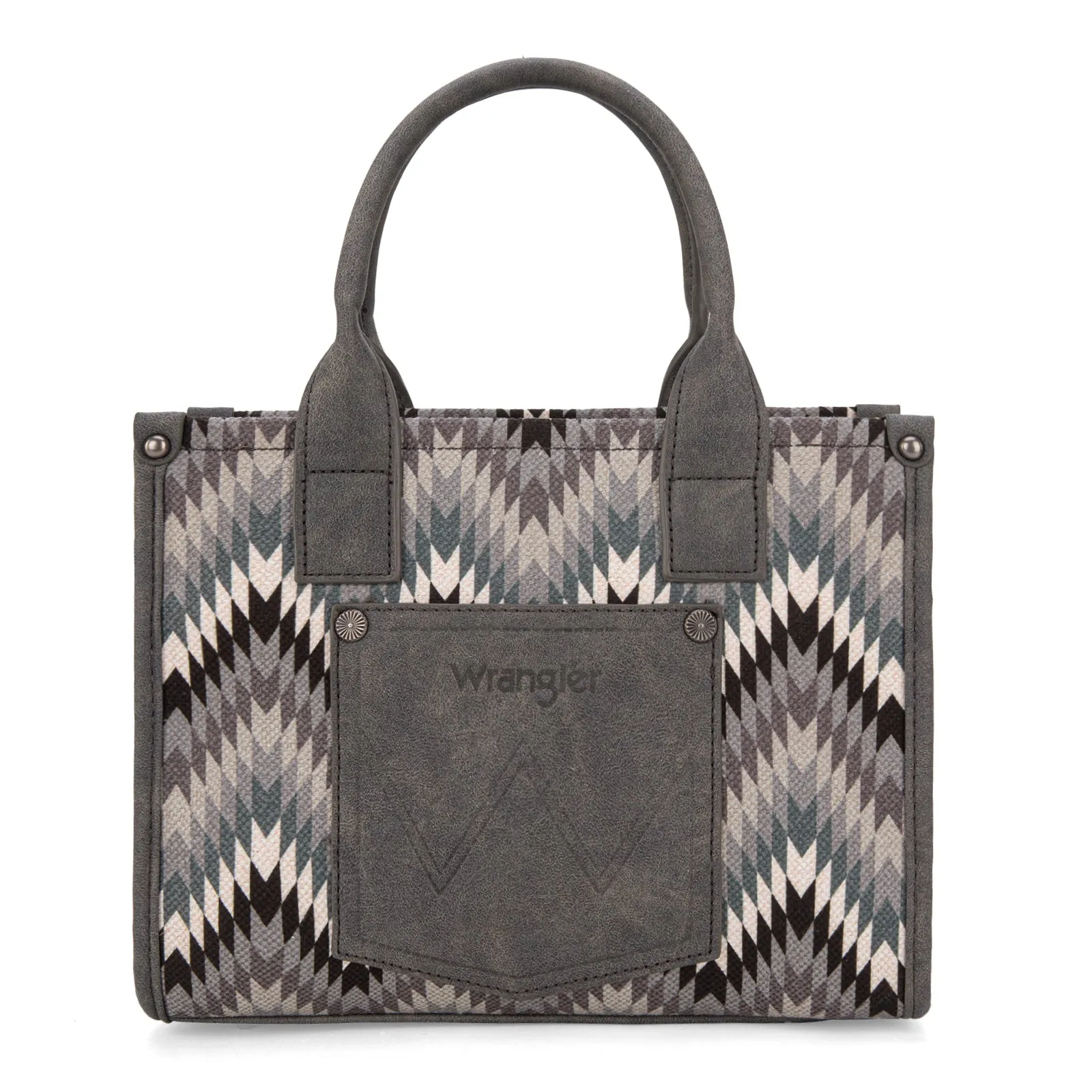 WG2211-8120S  Wrangler Southwestern Pattern Dual Sided Print Tote/Crossbody - GREY