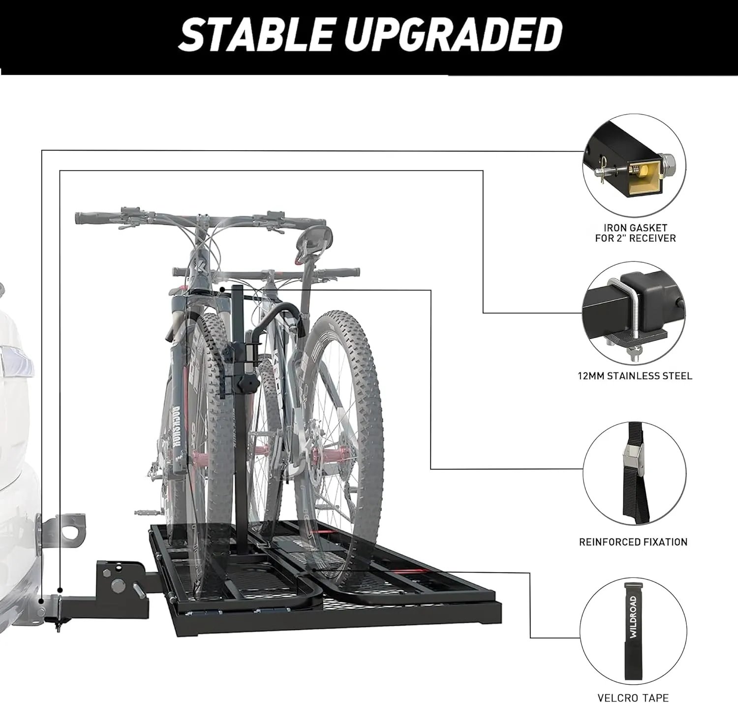 Wildroad Hitch Cargo Carrier with Bike Rack