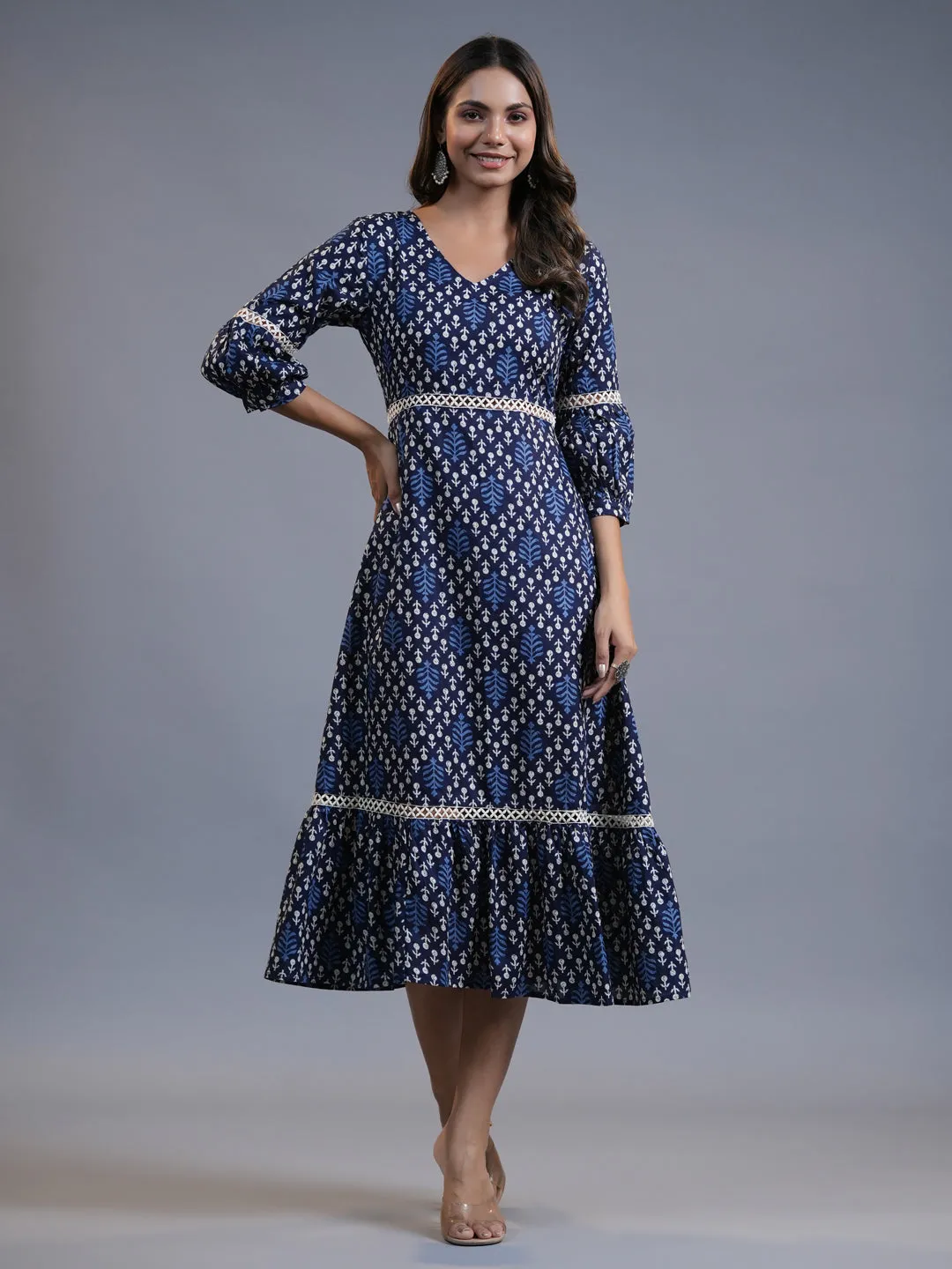 Women Indigo Blue Pure Cotton Dress