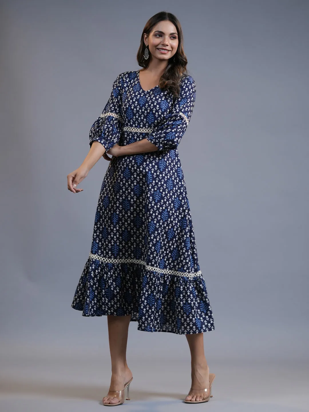 Women Indigo Blue Pure Cotton Dress