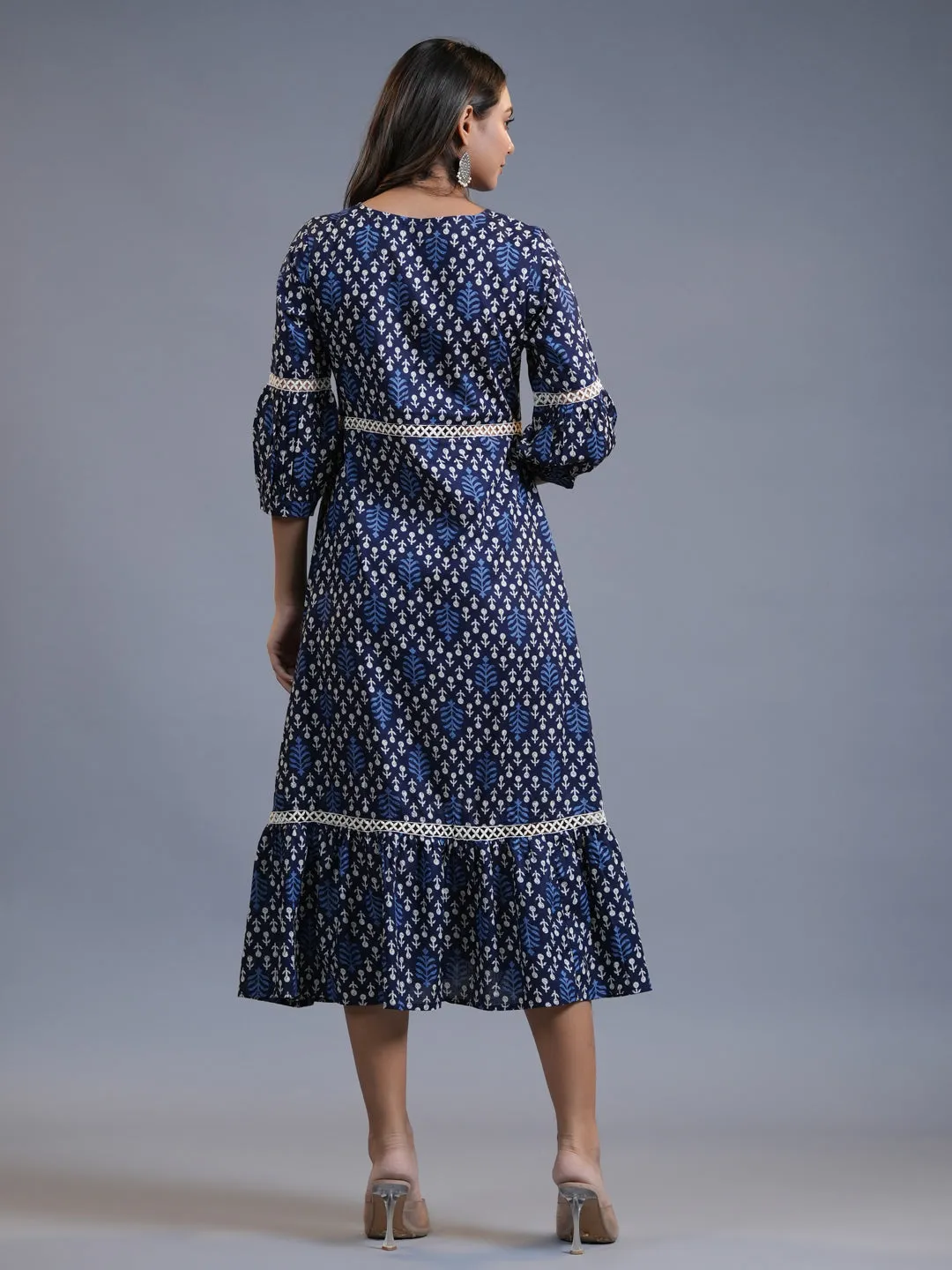 Women Indigo Blue Pure Cotton Dress