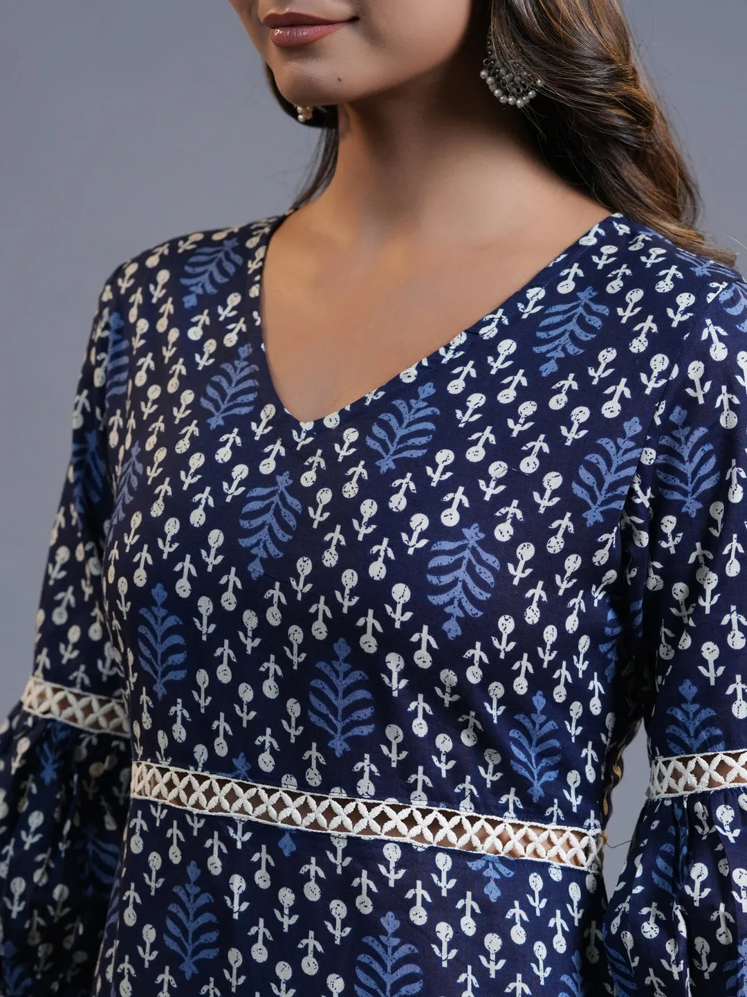 Women Indigo Blue Pure Cotton Dress