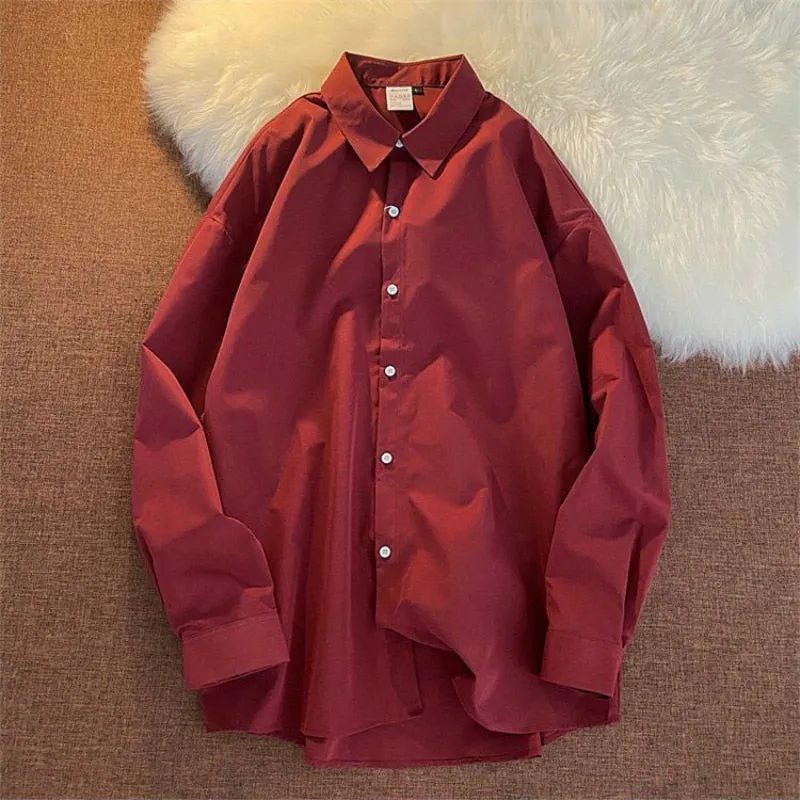 Women Shirts Long Sleeve Loose Button Up Solid Korean Oversize Shirt Fashion Turn Down Collar Casual Ladies Tops