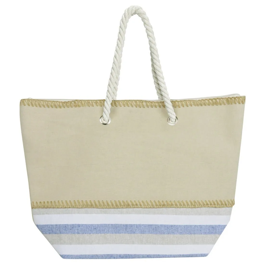 Womens Bottom Stripes Canvas Beach Shopping Shoulder Bag